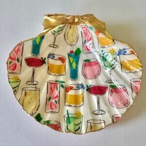 Cocktail Shell Trinket Jewelry Dish, Fun Bar Cart Decor, Gift for Her